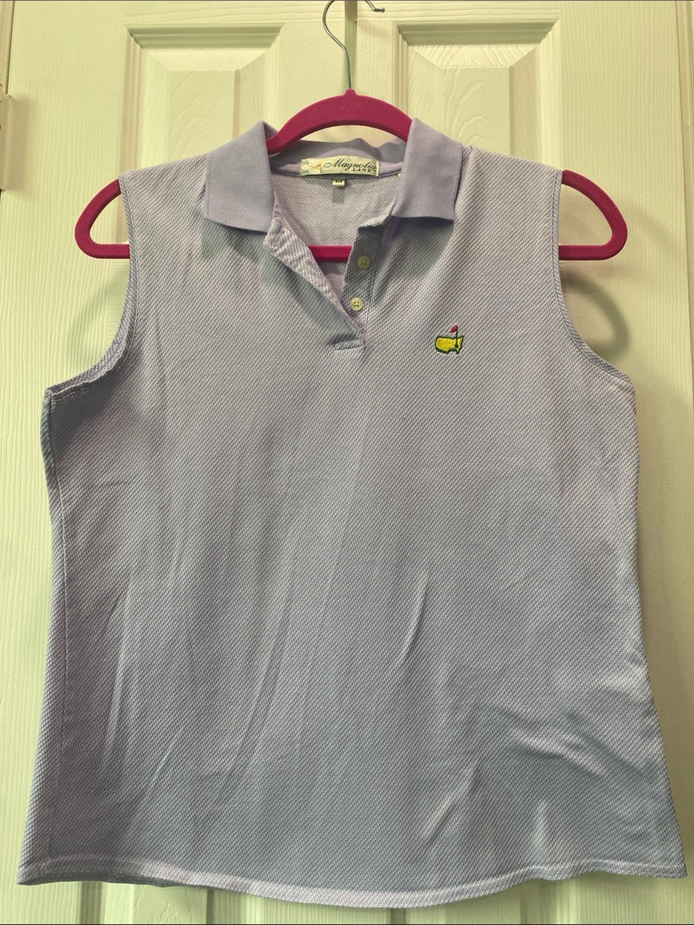 Magnolia Lane Sleeveless Polo Tank Top in Light Lavender with Embroidered Crest